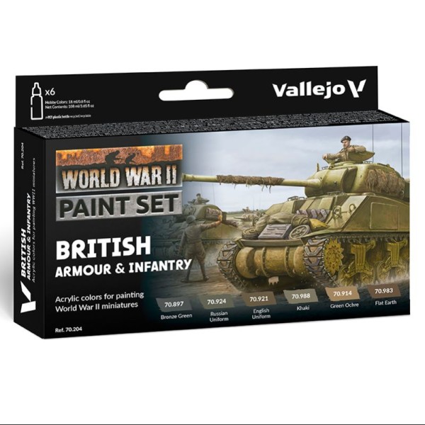 SET 6 MODEL COLOR BRITISH ARMOUR INFANTRY 18 ML