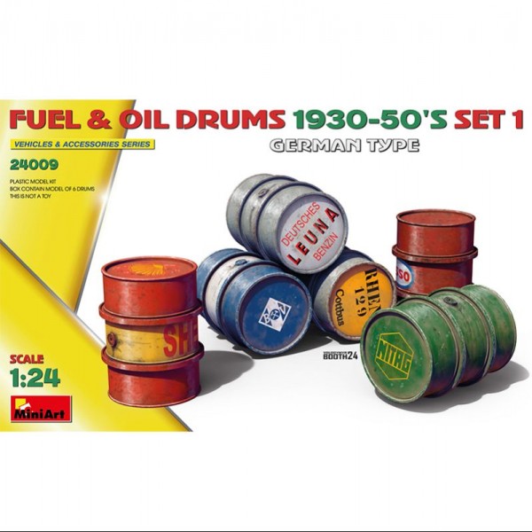 ACCESORIOS FUEL & OIL DRUMS 1930-50'S SET 1 (GERMAN TYPE) 1/24