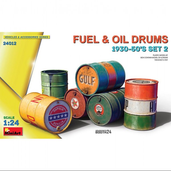 ACCESORIOS FUEL & OIL DRUMS 1930-50'S SET 2 1/24