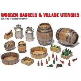 Accesorios Wooden Barrels & Village Utensils, escala 1/35