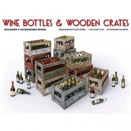 Accesorios Wine Bottles & Wooden Crates, escala 1/35