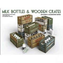 Accesorios Milk Bottles & Wooden Crates, escala  1/35