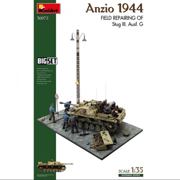 DIORAMA ANZIO 1944. FIELD REPAIRING OF STUG III. AUSF. G. BIG SET 1/35